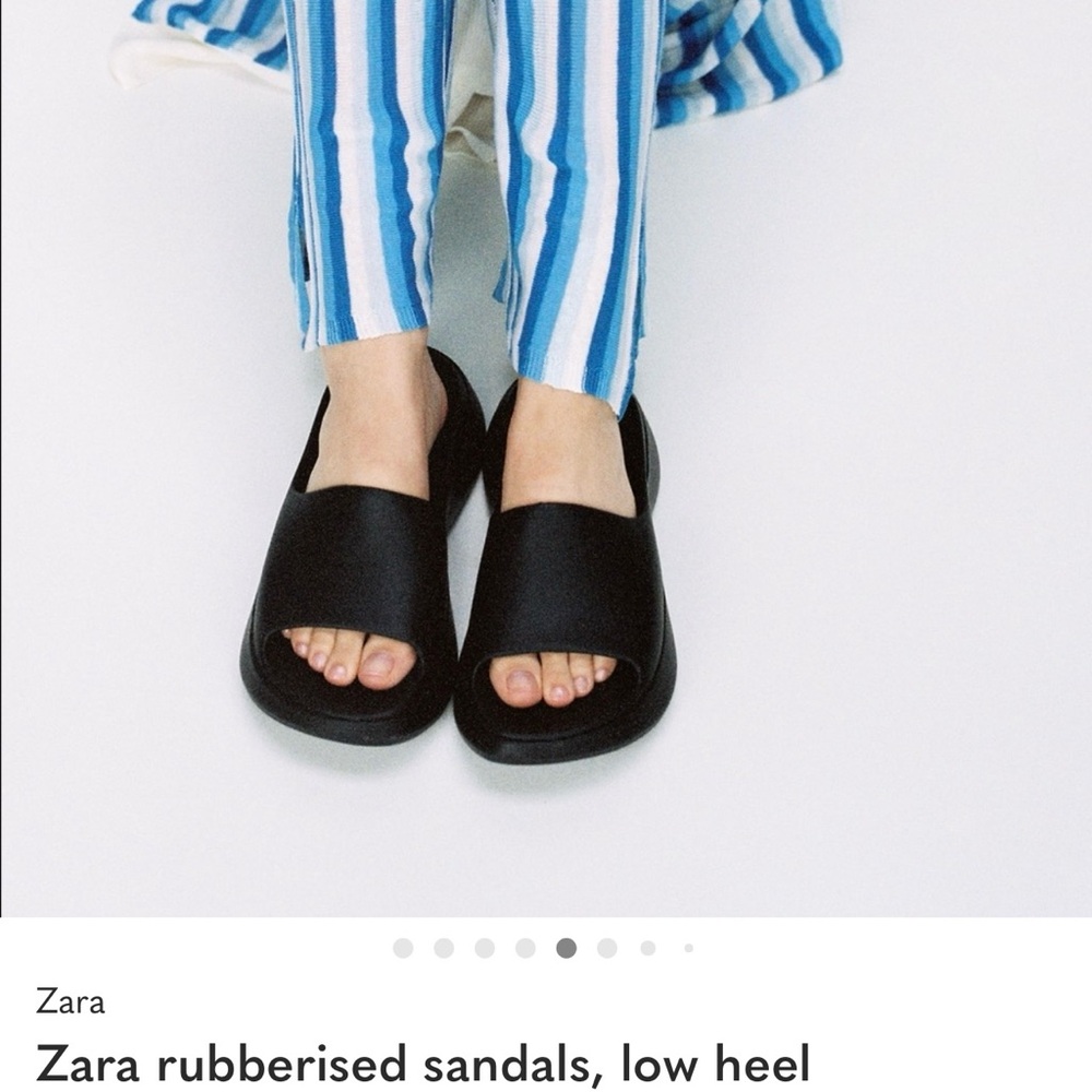Zara Black Rubberized Sandals